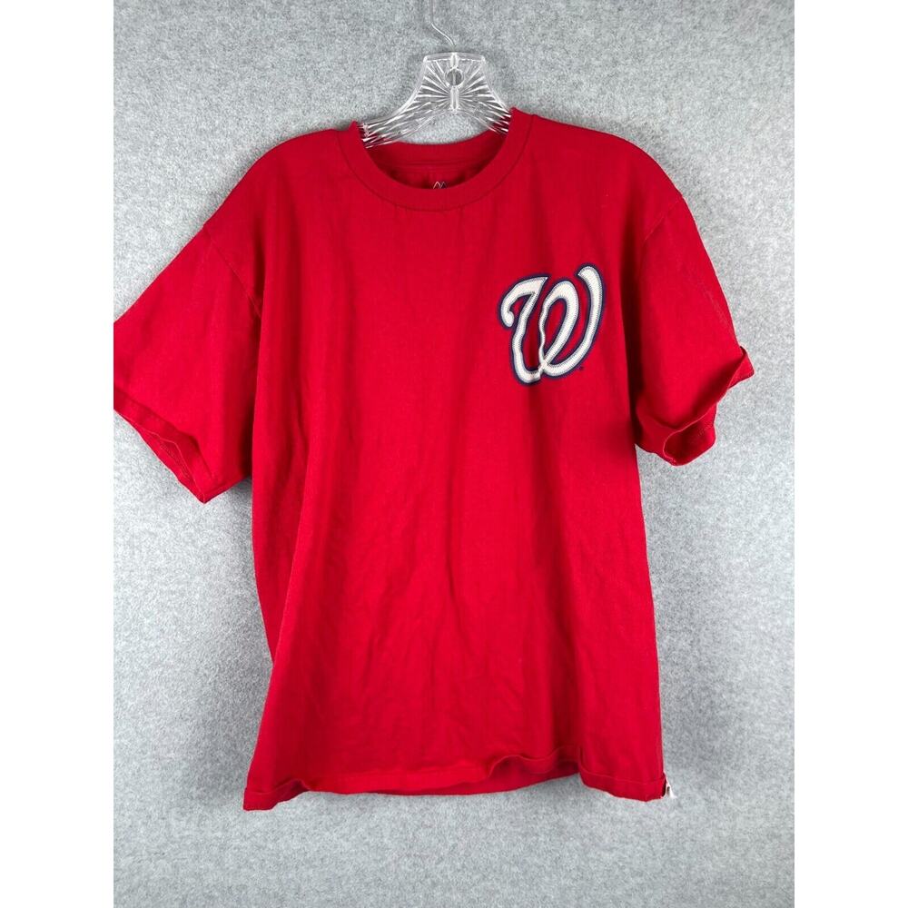 Majestic Washington Nationals T Shirt Mens L Red Bryce Harper #34 MLB Baseball